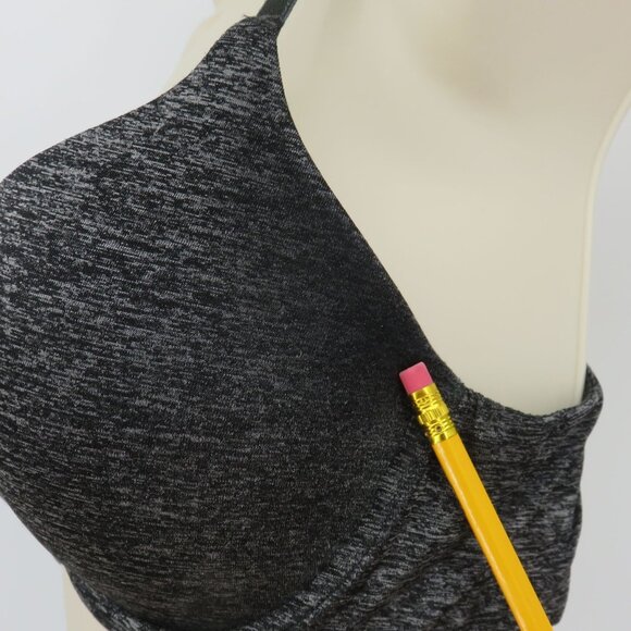 Victorias Secret 34C Padded Perfect Coverage Bra Heather Gray Black Underwire - Picture 6 of 16